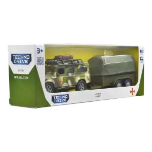 Ігровий набір – LAND ROVER DEFENDER MІЛІТАРІ (з причепом) TechnoDrive (520027.270)