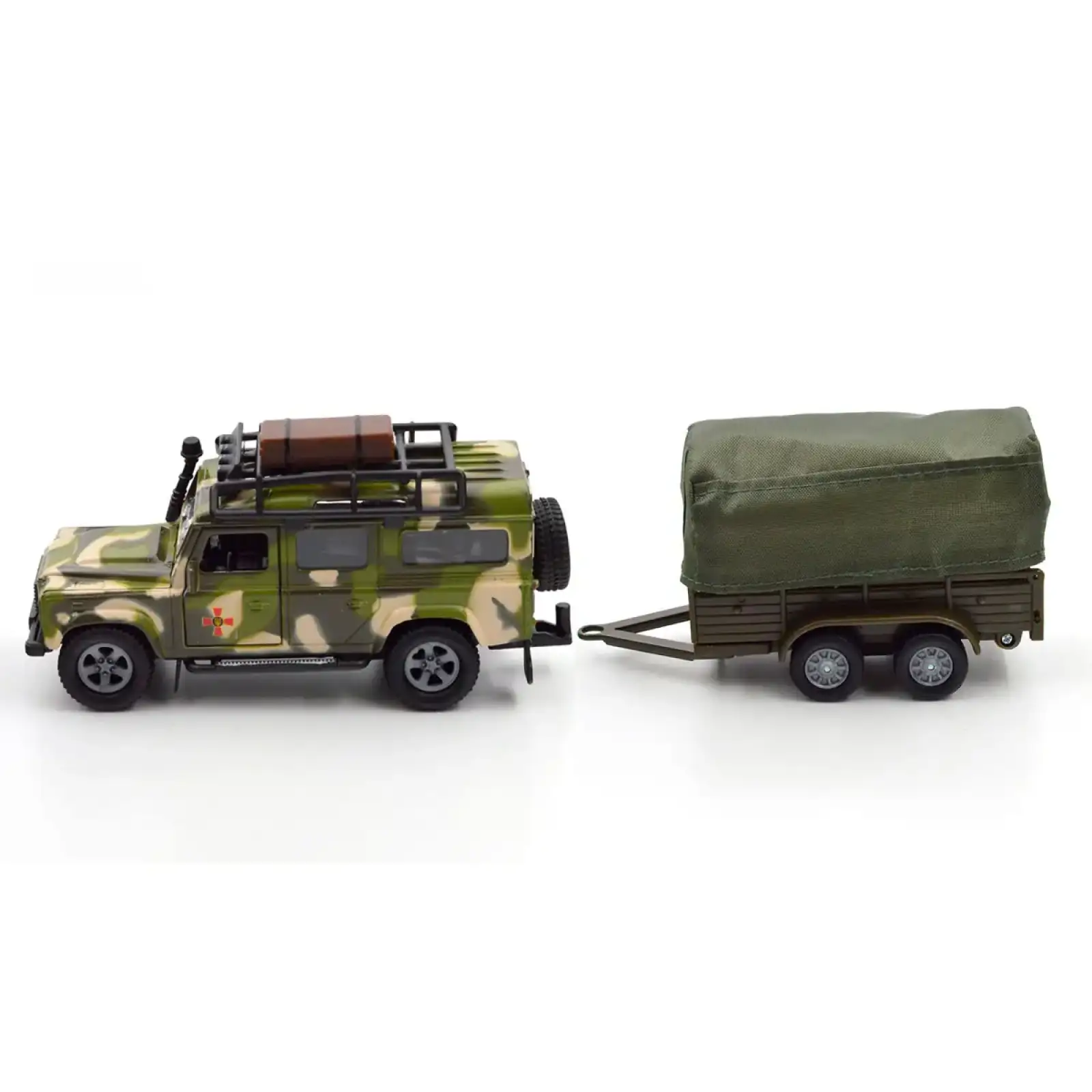 Ігровий набір – LAND ROVER DEFENDER MІЛІТАРІ (з причепом) TechnoDrive (520027.270)