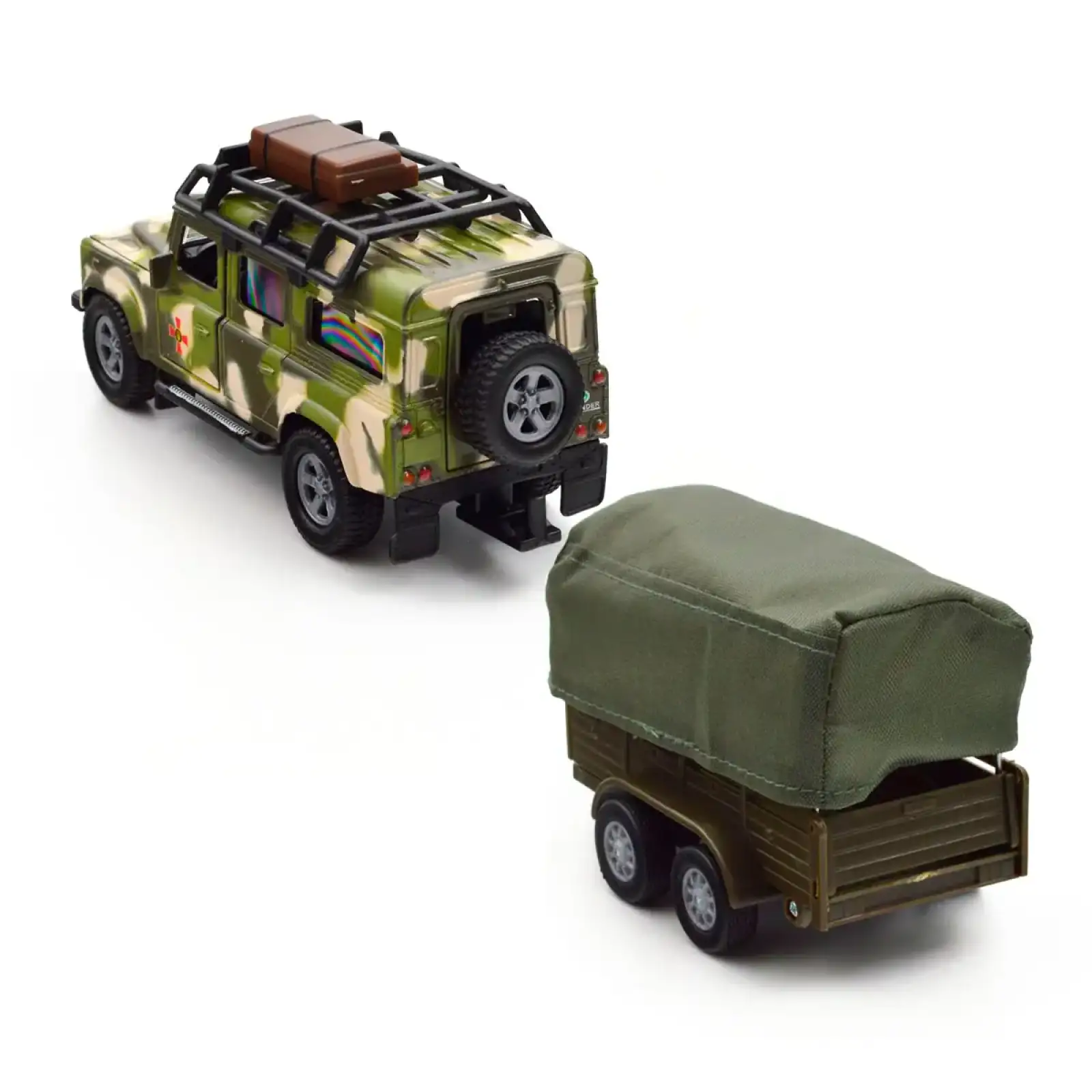 Ігровий набір – LAND ROVER DEFENDER MІЛІТАРІ (з причепом) TechnoDrive (520027.270)