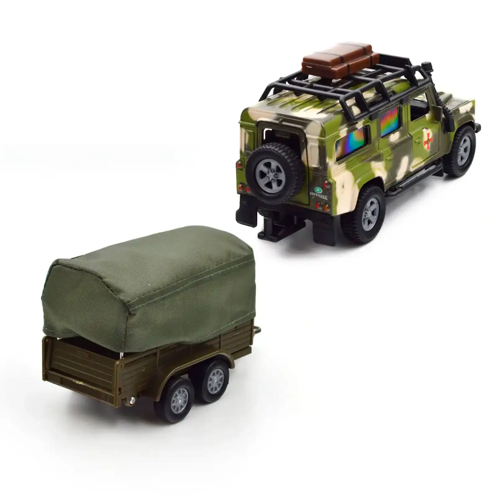 Ігровий набір – LAND ROVER DEFENDER MІЛІТАРІ (з причепом) TechnoDrive (520027.270)