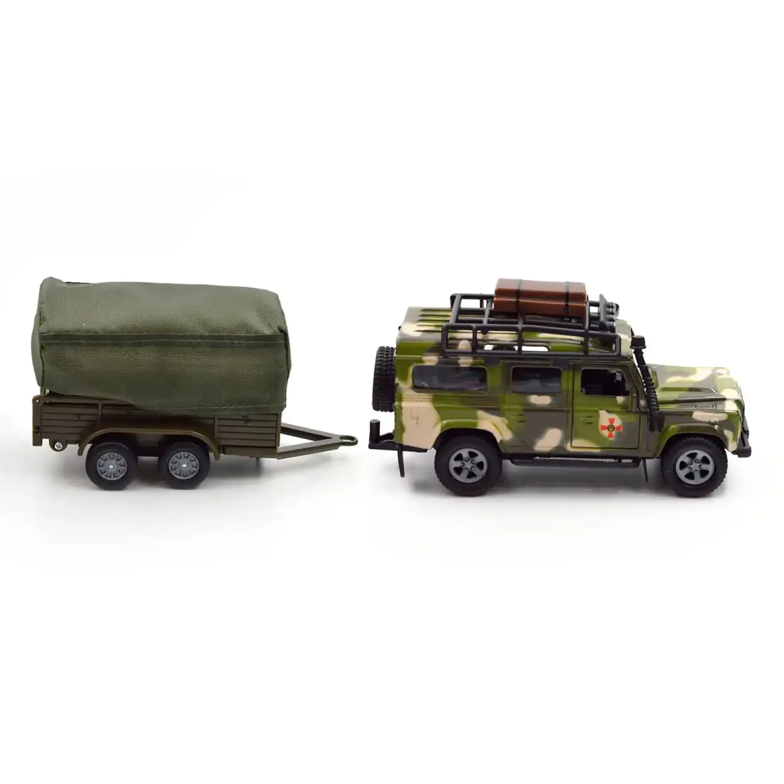 Ігровий набір – LAND ROVER DEFENDER MІЛІТАРІ (з причепом) TechnoDrive (520027.270)