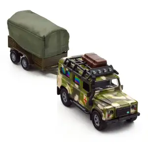Ігровий набір – LAND ROVER DEFENDER MІЛІТАРІ (з причепом) TechnoDrive (520027.270)