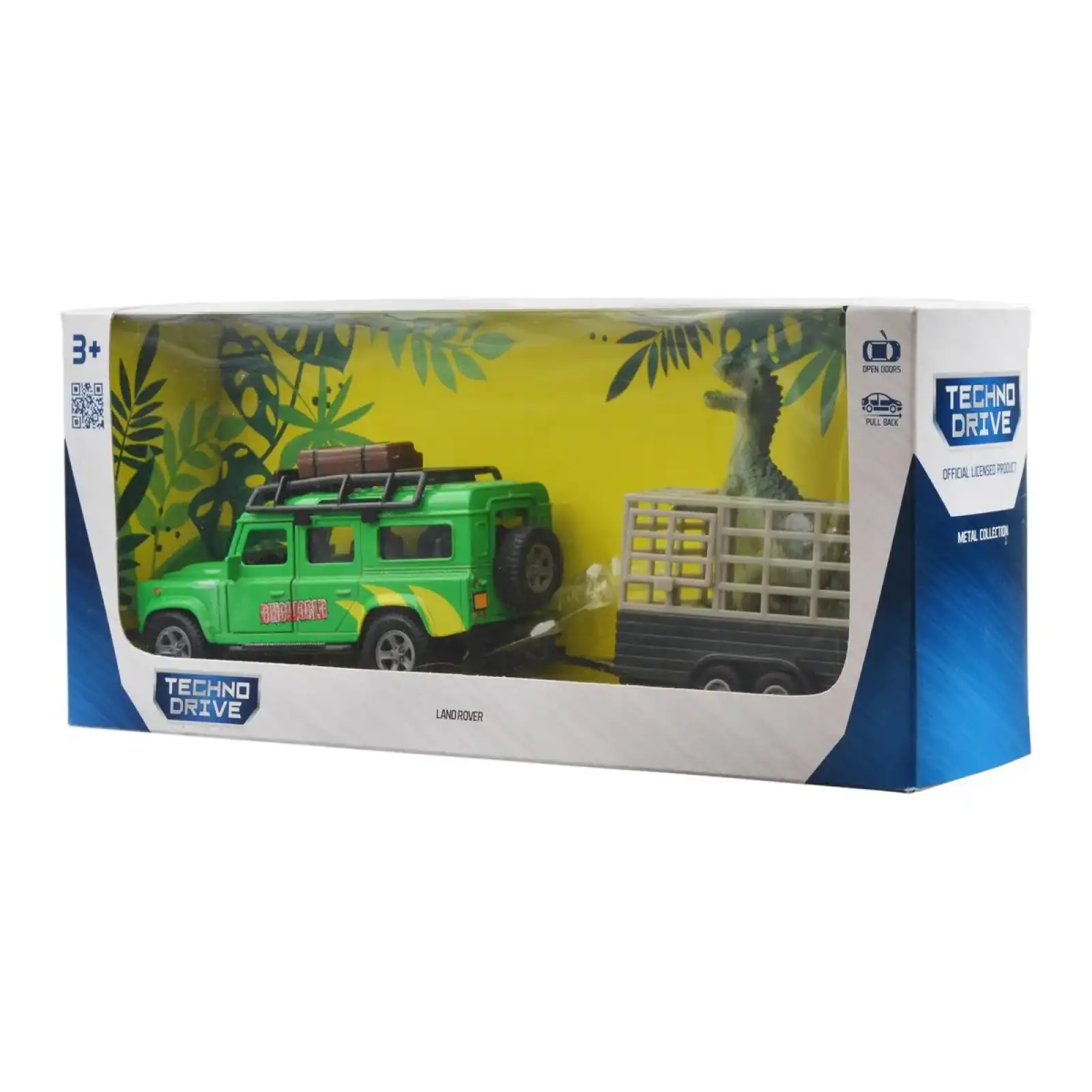 Ігровий набір – LAND ROVER (з причепом і динозавром) TechnoDrive (520178.270)