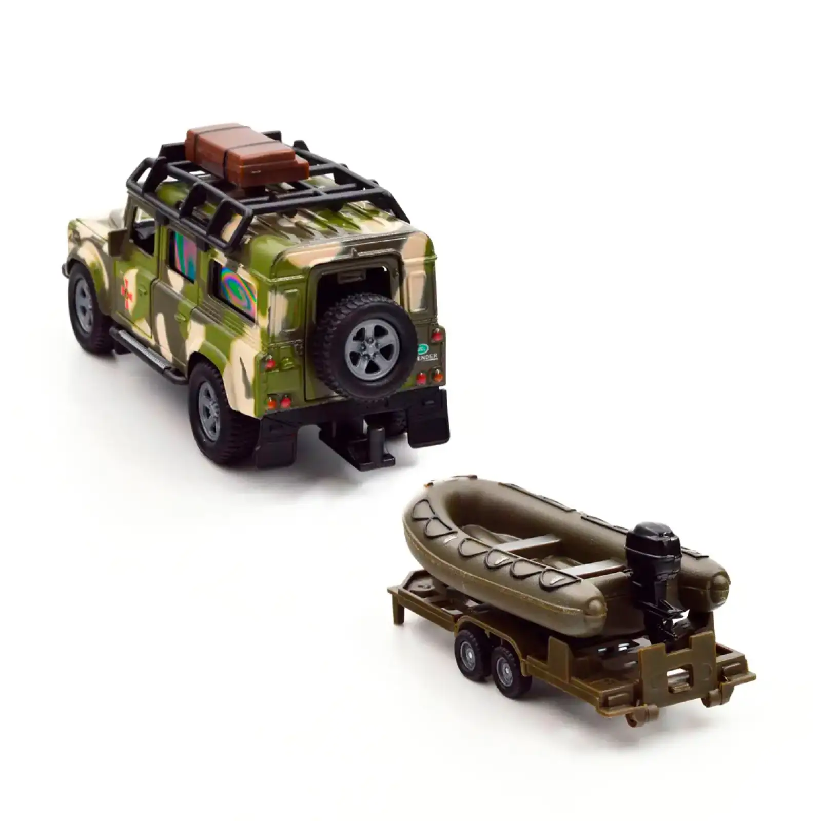 Игровой набор – LAND ROVER DEFENDER MИЛИТАРИ (с лодкой) TechnoDrive (520191.270)
