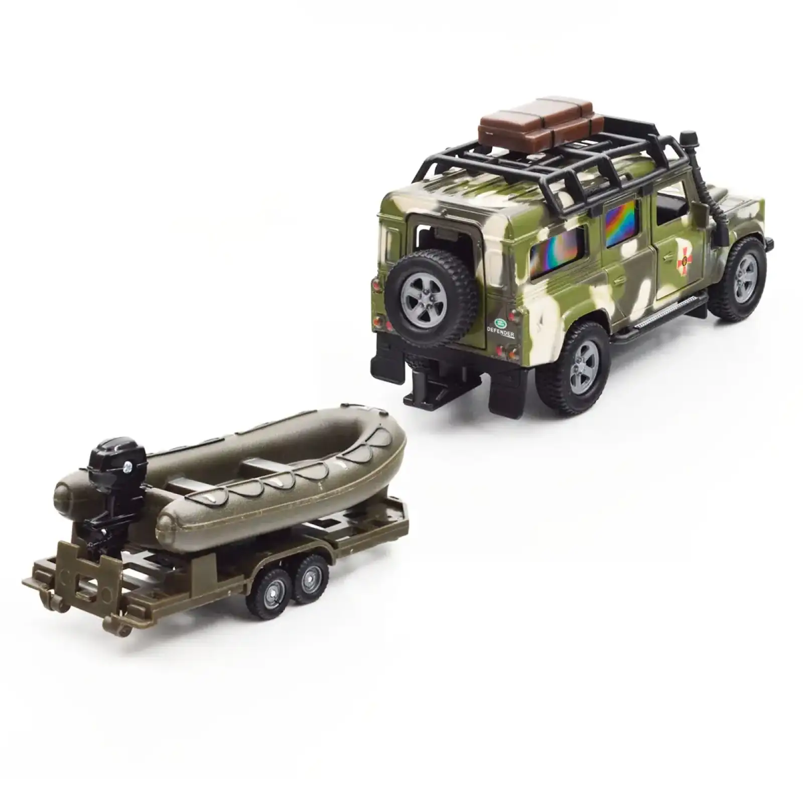 Игровой набор – LAND ROVER DEFENDER MИЛИТАРИ (с лодкой) TechnoDrive (520191.270)