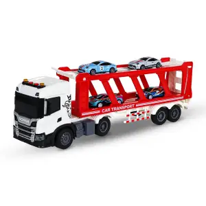 Игровой набор серии "Large Truck" – АВТОПЕРЕВОЗЧИК SCANIA (автоперевозчик, 4 машины, свет, звук) TechnoDrive (6414KS)