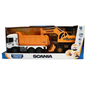 Игровой набор серии "2 in 1 Truck" – САМОСВАЛ SCANIA И ЭКСКАВАТОР (свет, звук) TechnoDrive (8001KS)
