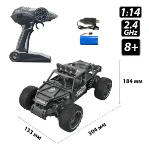 Автомобіль OFF-ROAD CRAWLER з р/к - RACE (матовий чорний, метал. корпус, акум.6V, 1:14) Sulong Toys (SL-309RHMBl)