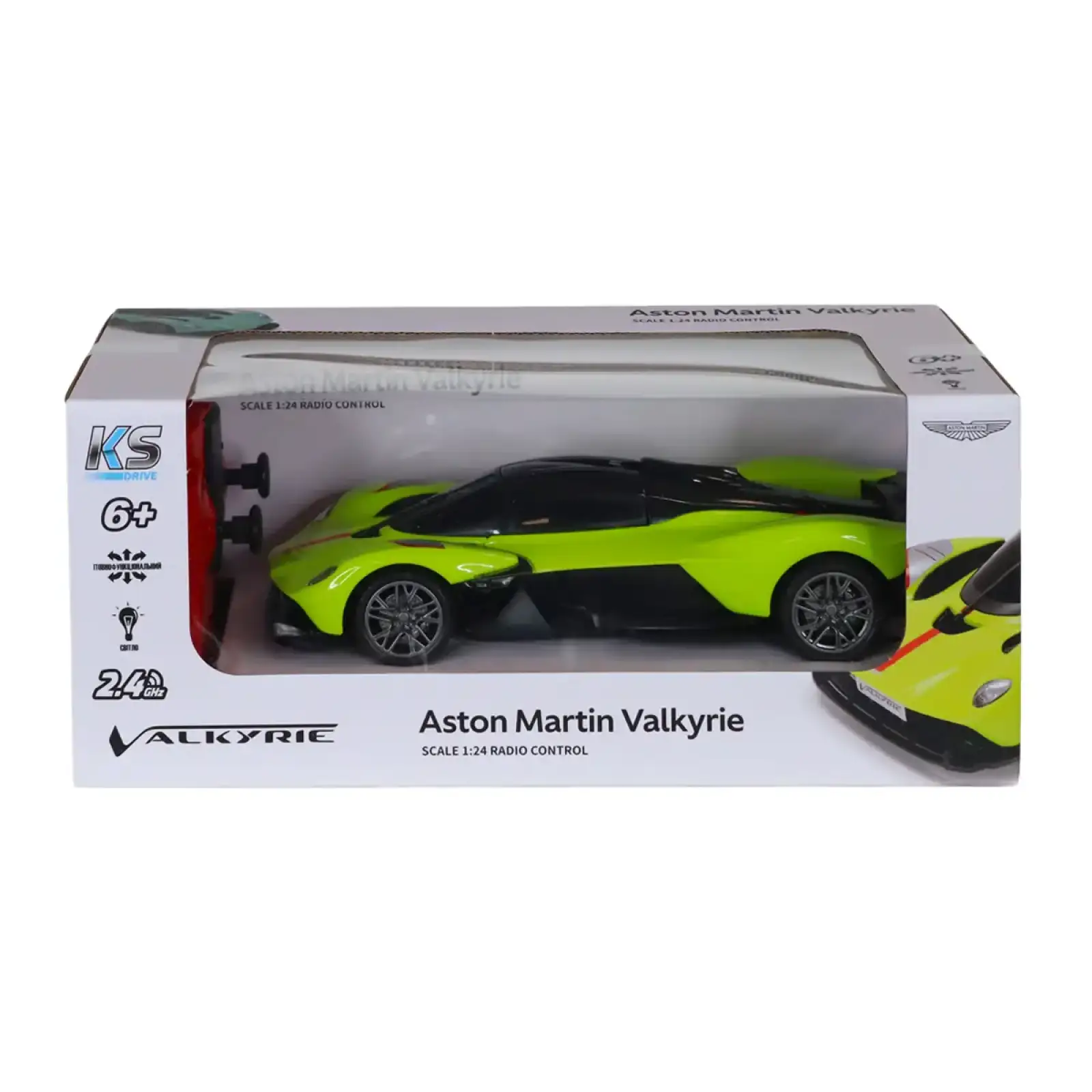 Автомобиль KS DRIVE на р/у - ASTON MARTIN VALKYRIE (1:24, 2.4 ГГц, зелёный) (250GAVGG)