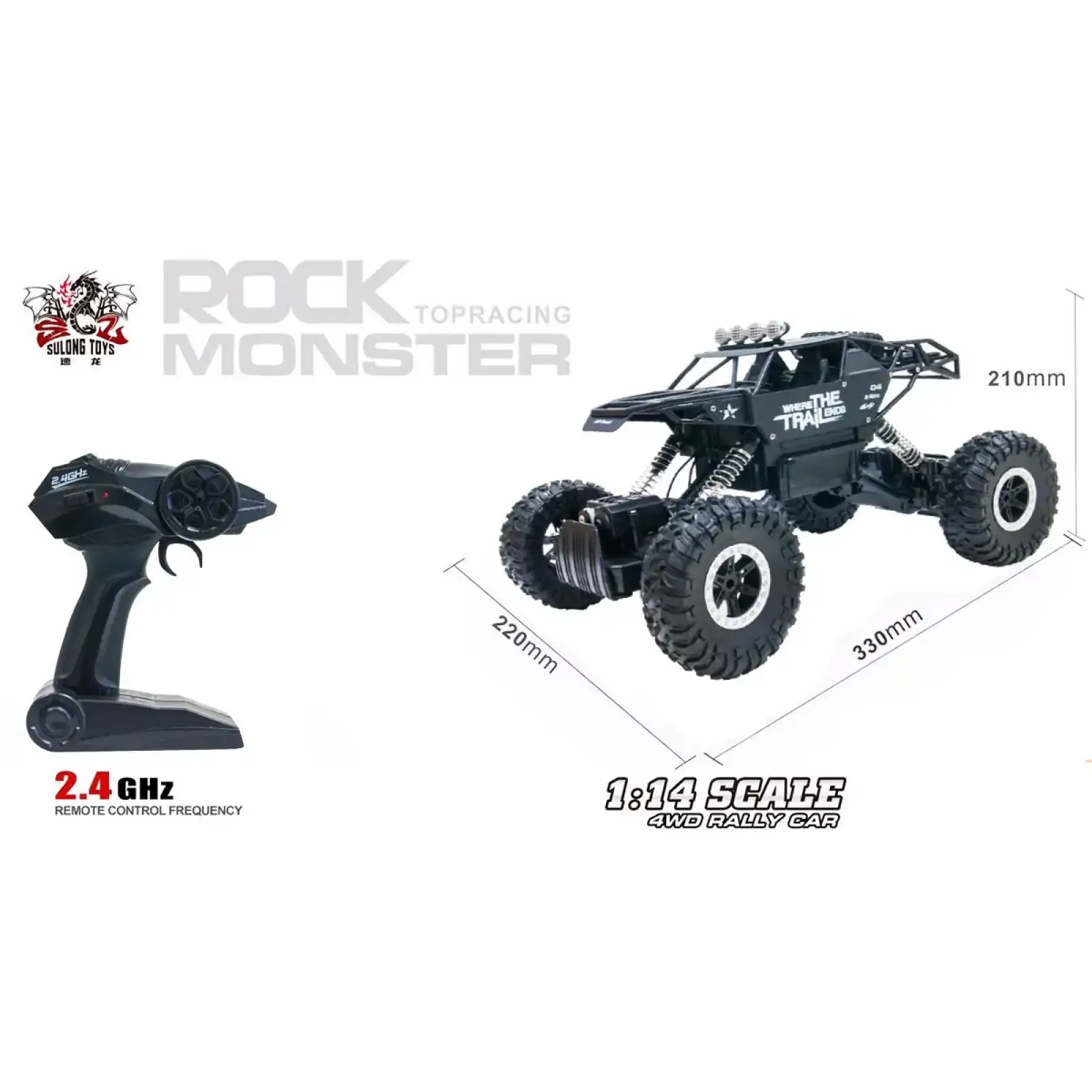 Автомобиль OFF-ROAD CRAWLER на р/у – WHERE THE TRAIL ENDS (матов.черн., аккум.7.2V, мет.корпус,1:14) Sulong Toys (SL-121RHMBl)