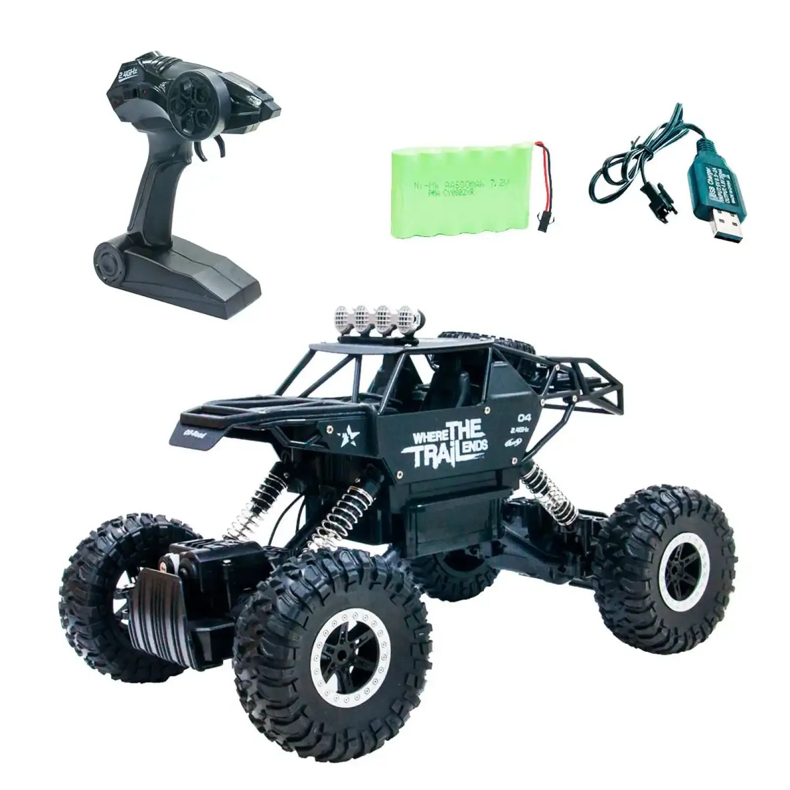 Автомобиль OFF-ROAD CRAWLER на р/у – WHERE THE TRAIL ENDS (матов.черн., аккум.7.2V, мет.корпус,1:14) Sulong Toys (SL-121RHMBl)