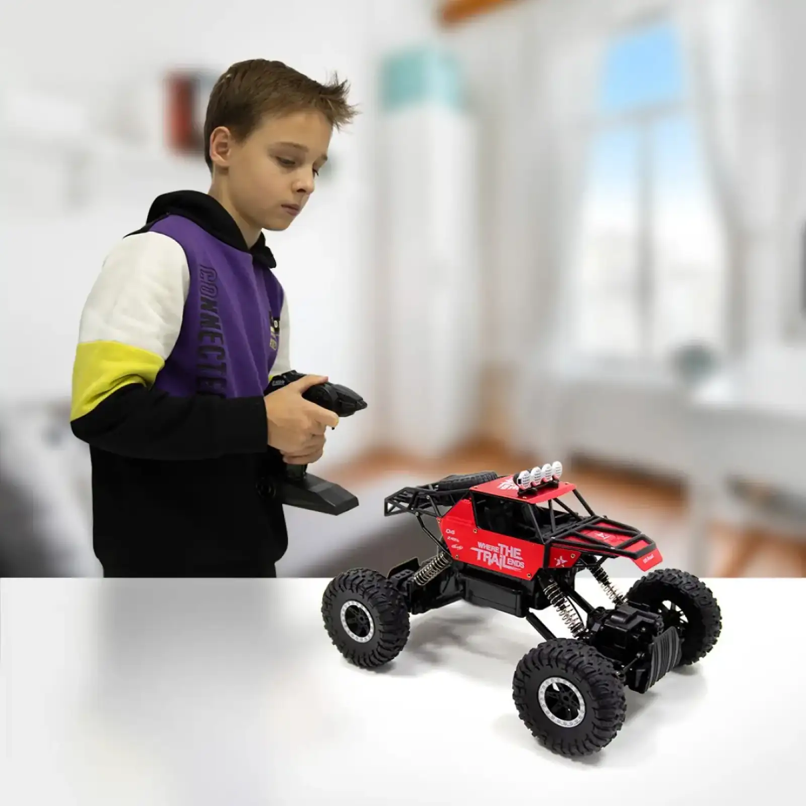 Автомобиль OFF-ROAD CRAWLER на р/у – WHERE THE TRAIL ENDS (красный, аккум.7.2V, металл. корпус,1:14) Sulong Toys (SL-121RHMR)