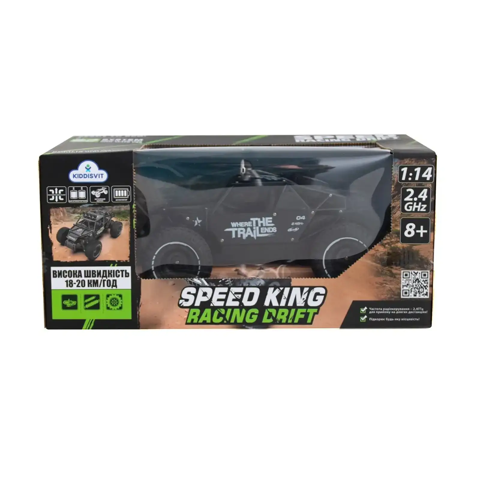 Автомобіль OFF-ROAD CRAWLER з р/к - RACE (матовий чорний, метал. корпус, акум.6V, 1:14) Sulong Toys (SL-309RHMBl)