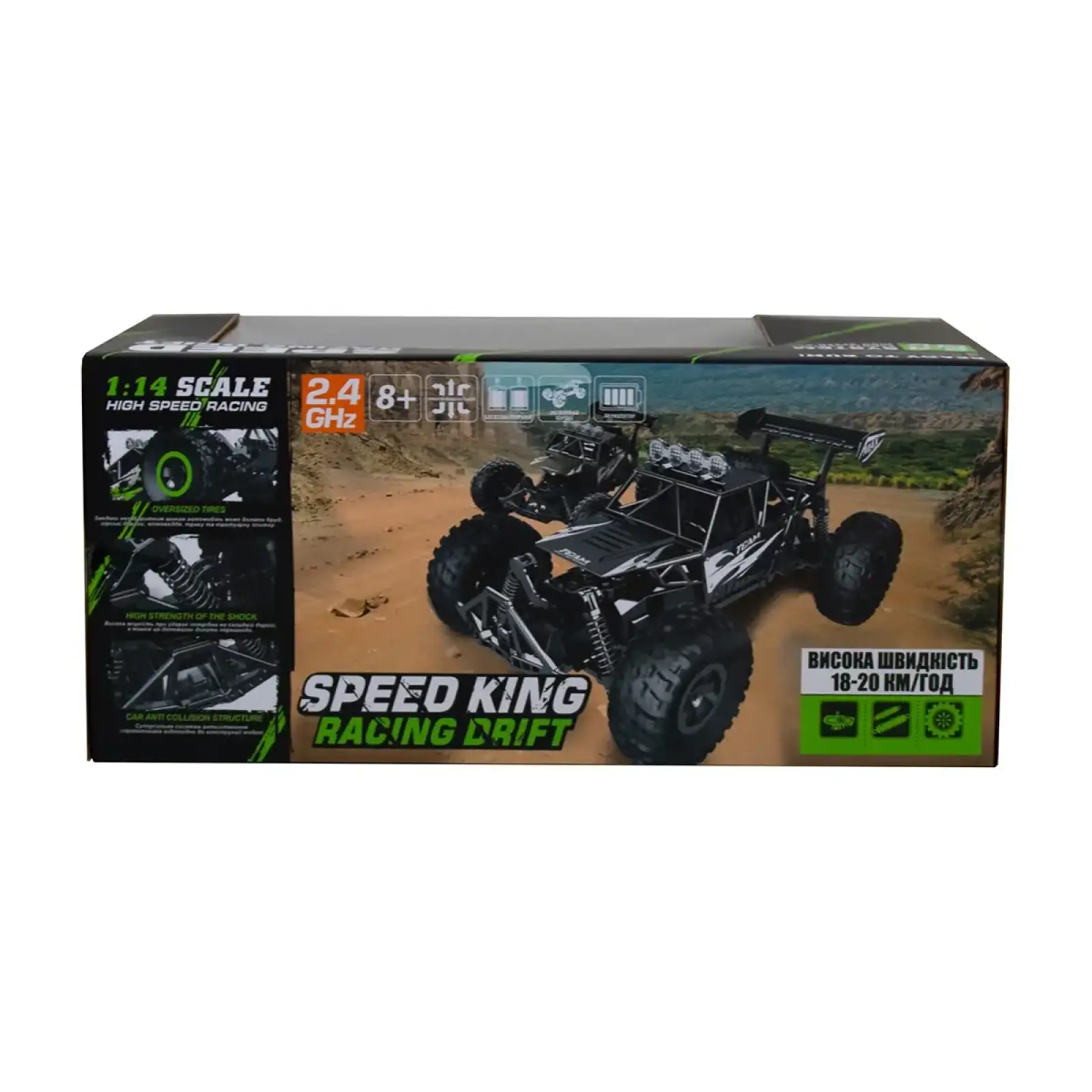 Автомобіль OFF-ROAD CRAWLER з р/к - RACE (матовий чорний, метал. корпус, акум.6V, 1:14) Sulong Toys (SL-309RHMBl)