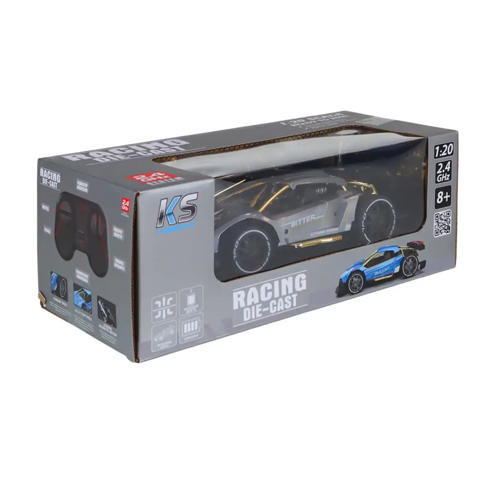 Автомобиль KS DRIVE на р/у - EXTREME RACING (металл. корпус, аккум. 3.7V, 2,4 ГГц, серебристый) (SL-8212ARHS)