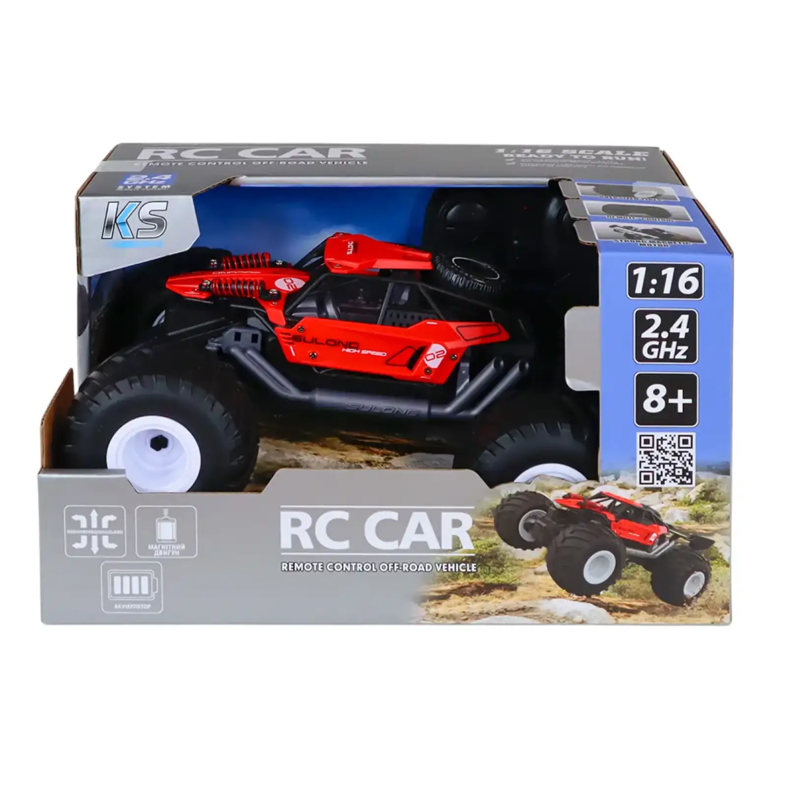 Автомобиль OFF-ROAD на р/у – STRONG POWER (красный, 1:16, 2.4 ГГц, акум. 3,7 V) KS Drive (SL-8423ARH)