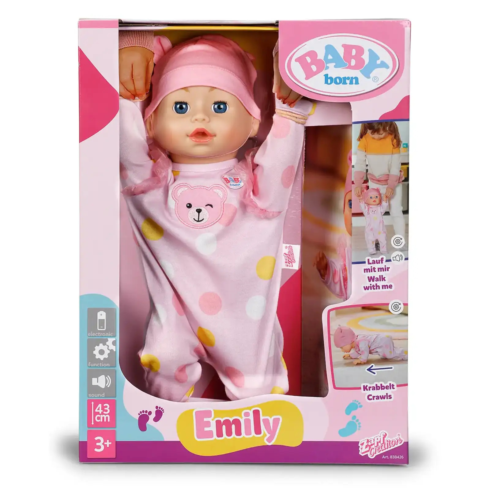 Інтерактивна лялька BABY BORN – ПЕРШІ КРОКИ ЕМІЛІ (43 см) (838426)