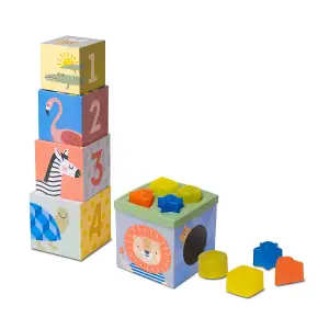 Розвиваючий сортер-пірамідка колекції "Саванна" - КУБИКИ АФРИКА Taf Toys (12725)