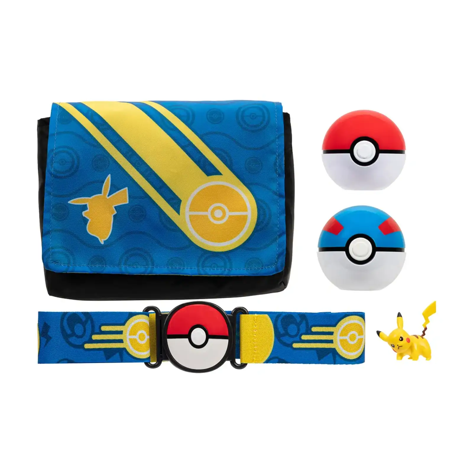 Игровой набор POKEMON W5 - СНАРЯЖЕНИЕ ТРЕНЕРА ПИКАЧУ (2 покебола, пояс, фигурка, сумка для мячей) (PKW3649)