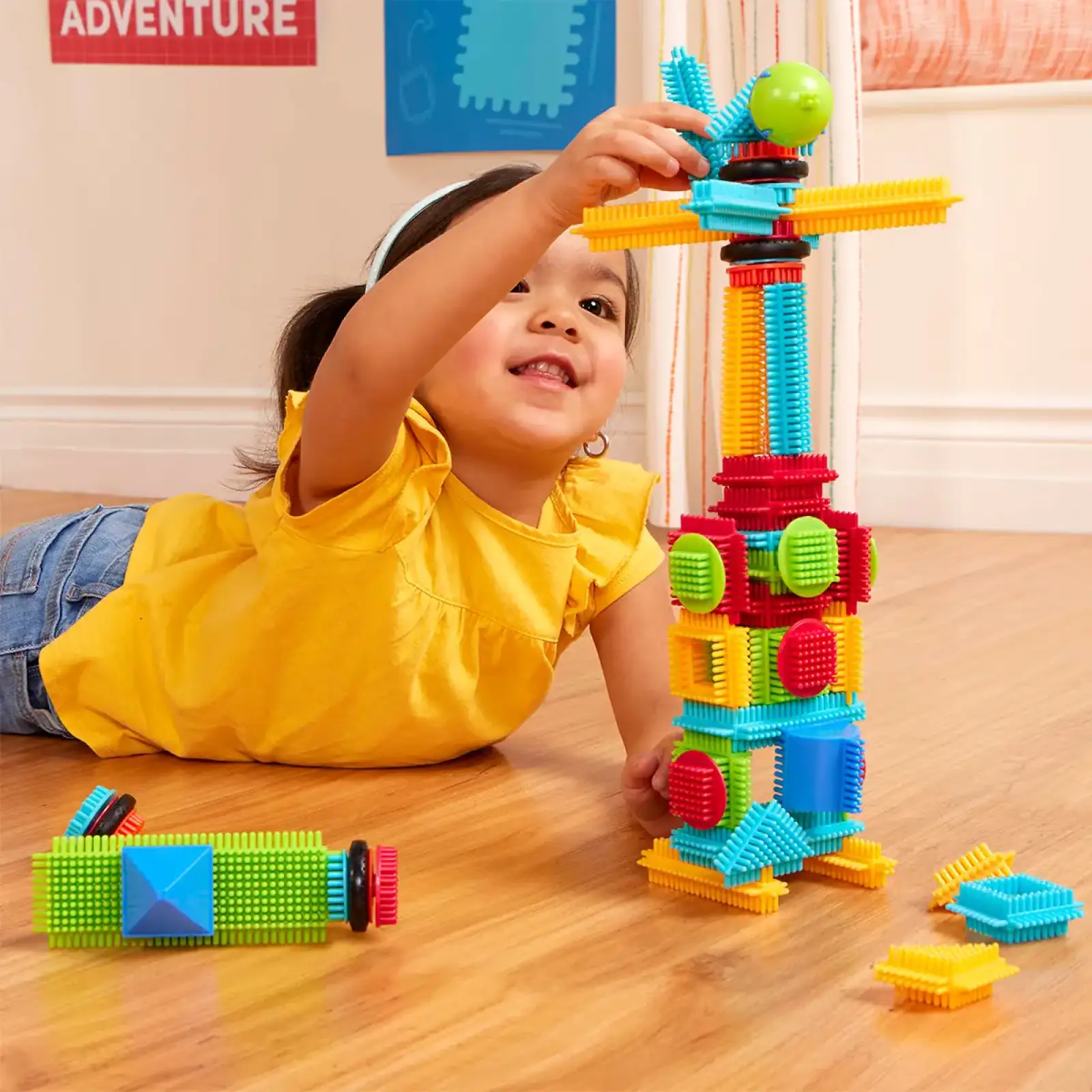 Конструктор серії Bristle Blocks - БУДІВЕЛЬНИК (56 деталей, у коробці) Battat Lite (BT3070Z)