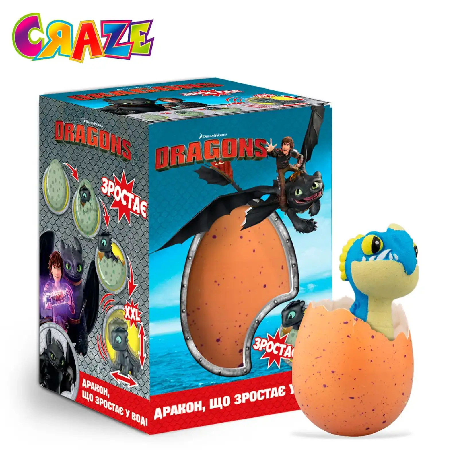 Растущая игрушка в яйце - DREAMWORKS DRAGONS (в ассорт.,в диспл.) Craze Mega Eggs (13328)