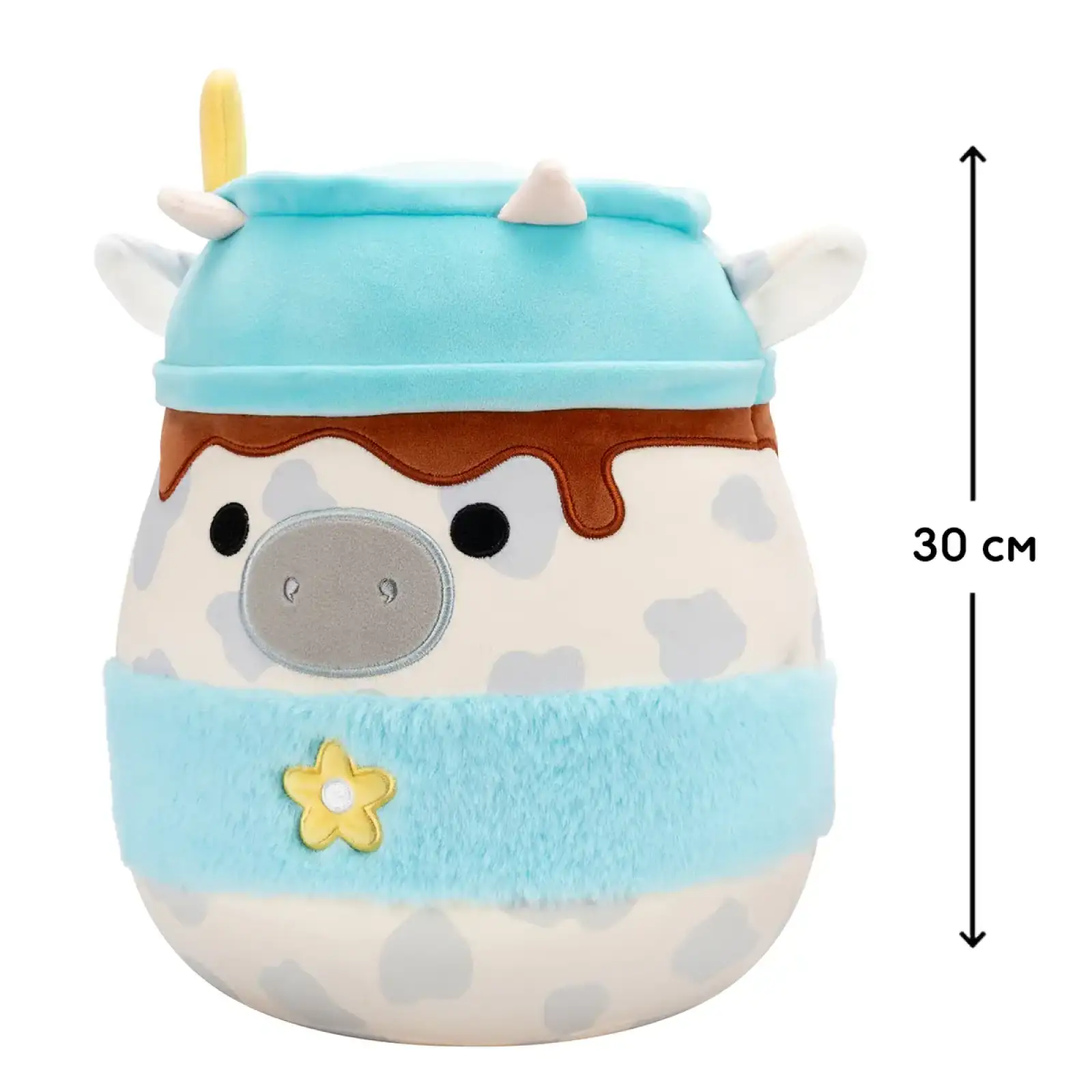 М'яка іграшка SQUISHMALLOWS – СІРА КОРІВКА (30 cm) (SQER01263)