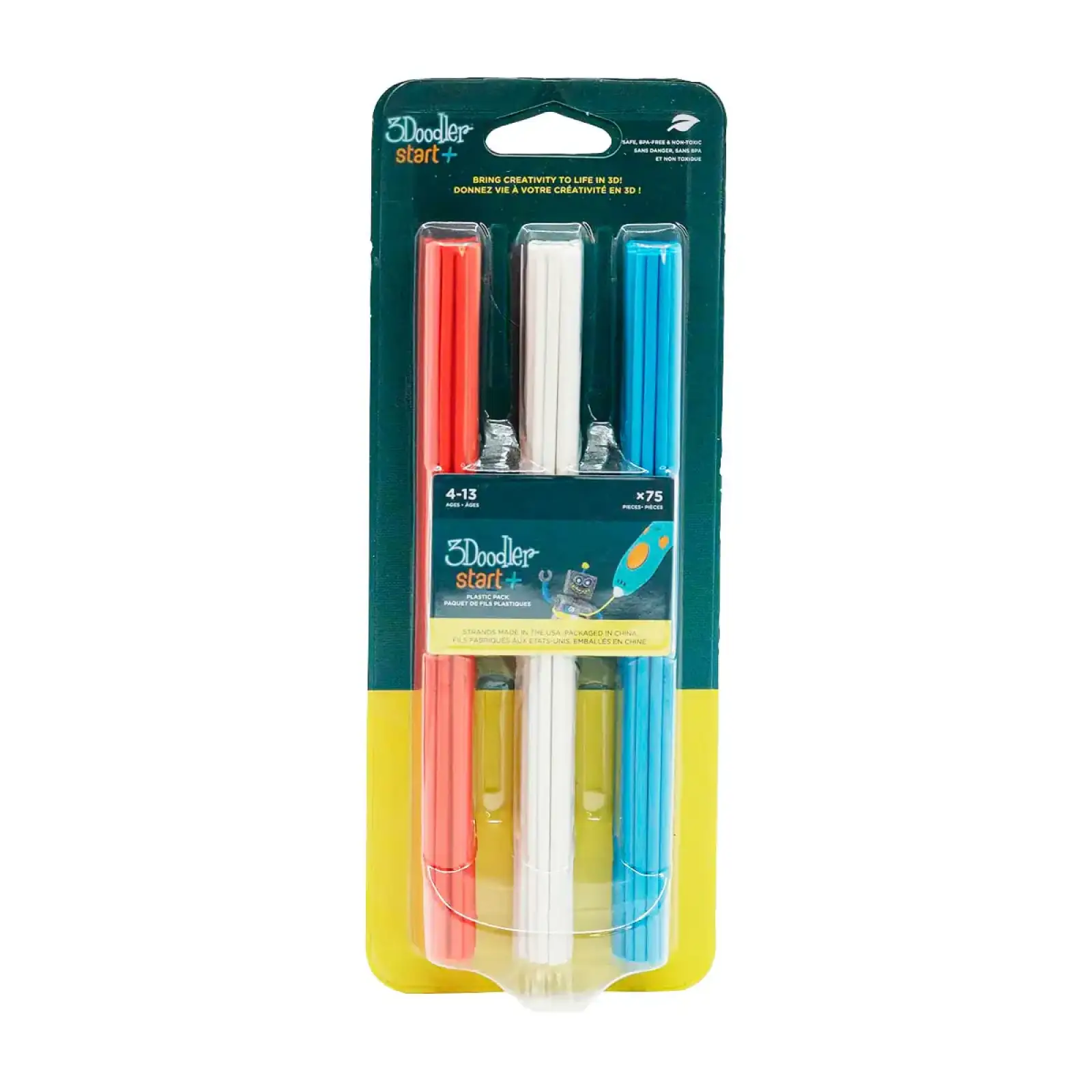 Набор стержней для 3D-ручки 3Doodler Start - МИКС (75 шт: красный, белый, синий) (3DS-ECO-MIX1-75)