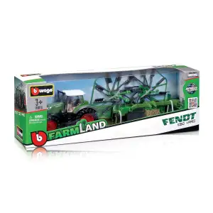 Модель - ТРАКТОР FENDT 1050 VARIO з роторними валковими граблями (10 cm) Bburago (18-31665)