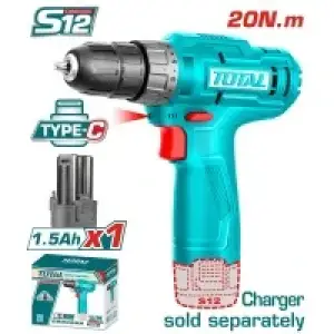 Шуруповерт TOTAL TDLI12428 12В, Li-Ion, 1акк.,сумісність з Type-C, без ЗП UA