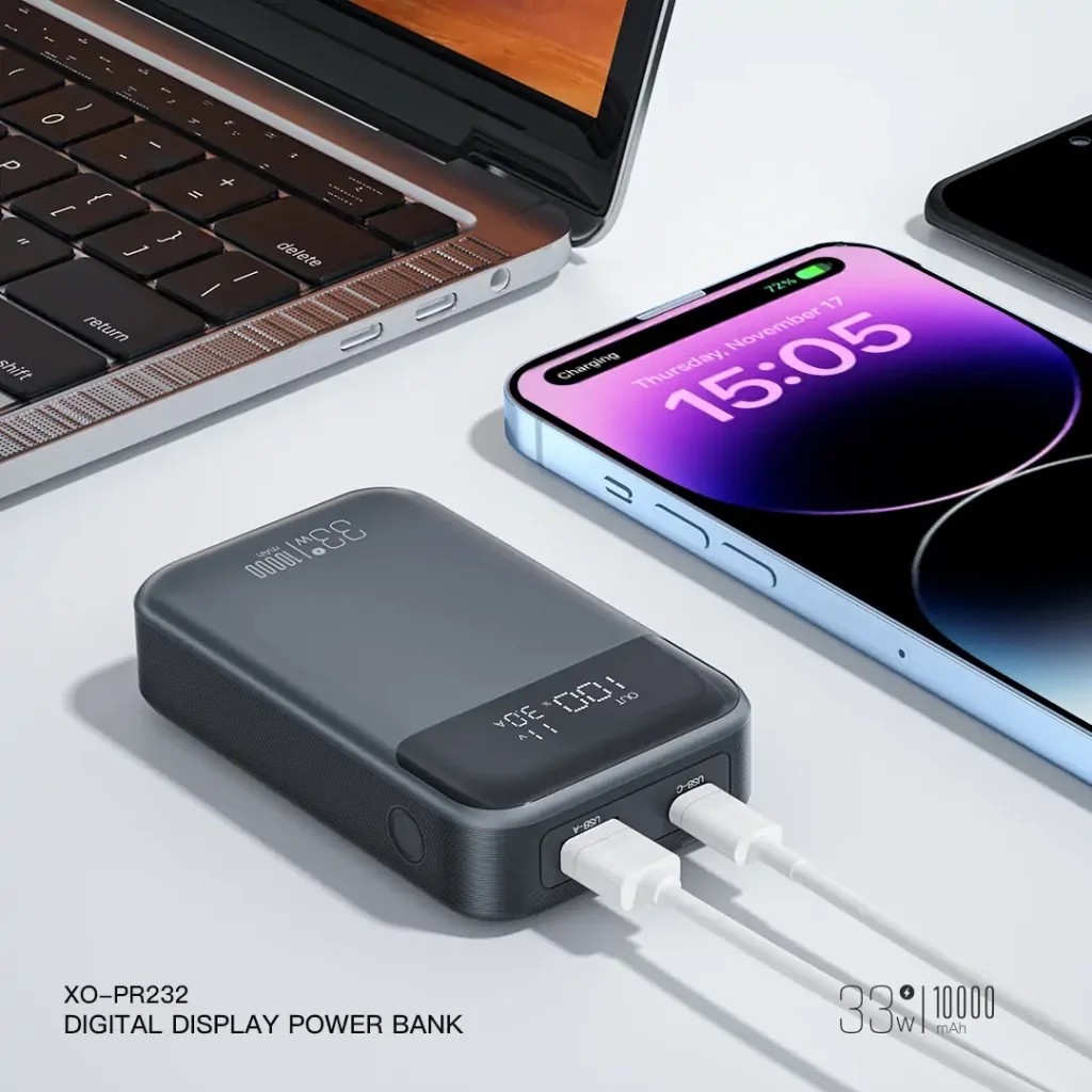 Зовнішній акумулятор XO PR232 10000 mAh PD30W + PPS33W (Чорний) UA