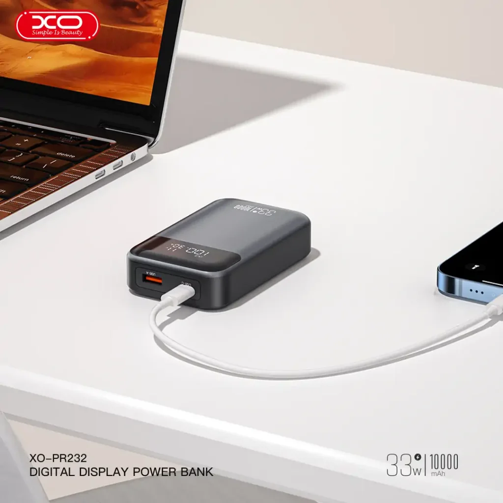 Зовнішній акумулятор XO PR232 10000 mAh PD30W + PPS33W (Чорний) UA