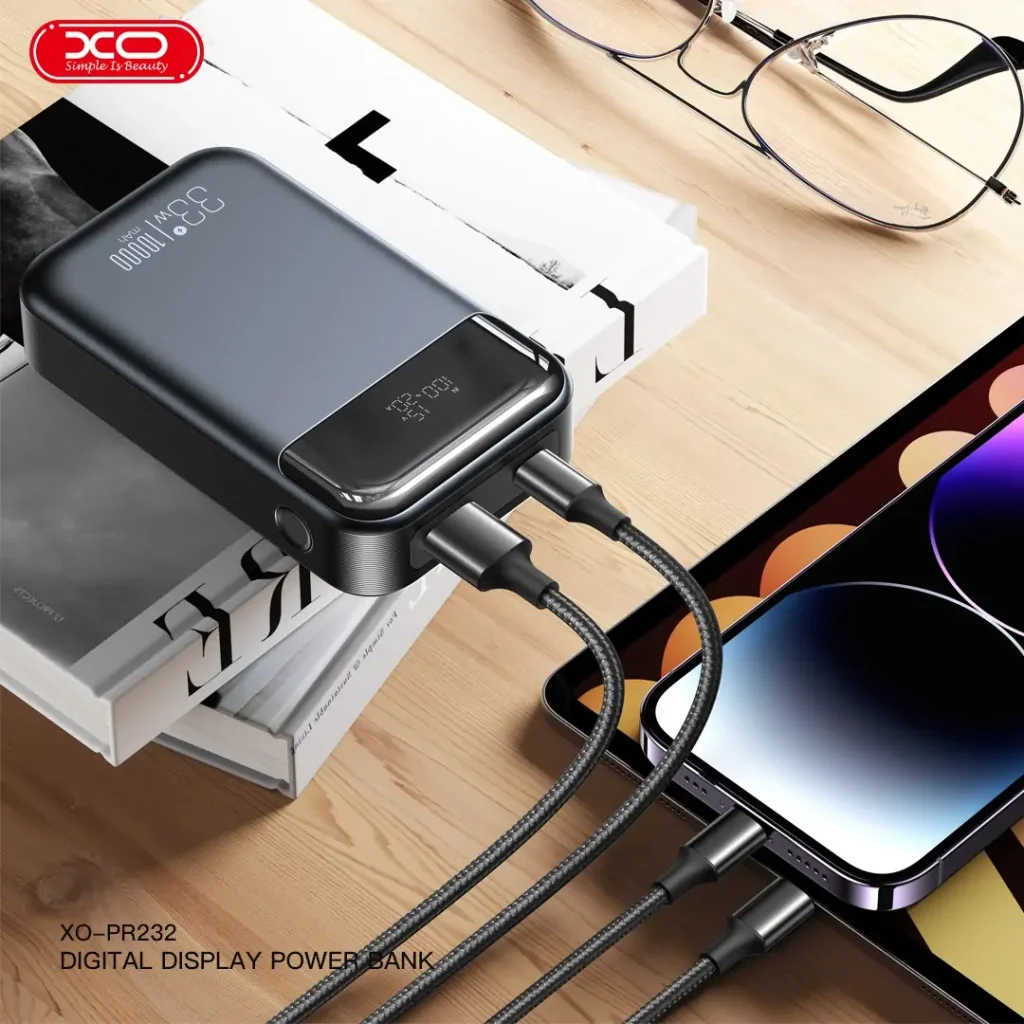 Зовнішній акумулятор XO PR232 10000 mAh PD30W + PPS33W (Чорний) UA