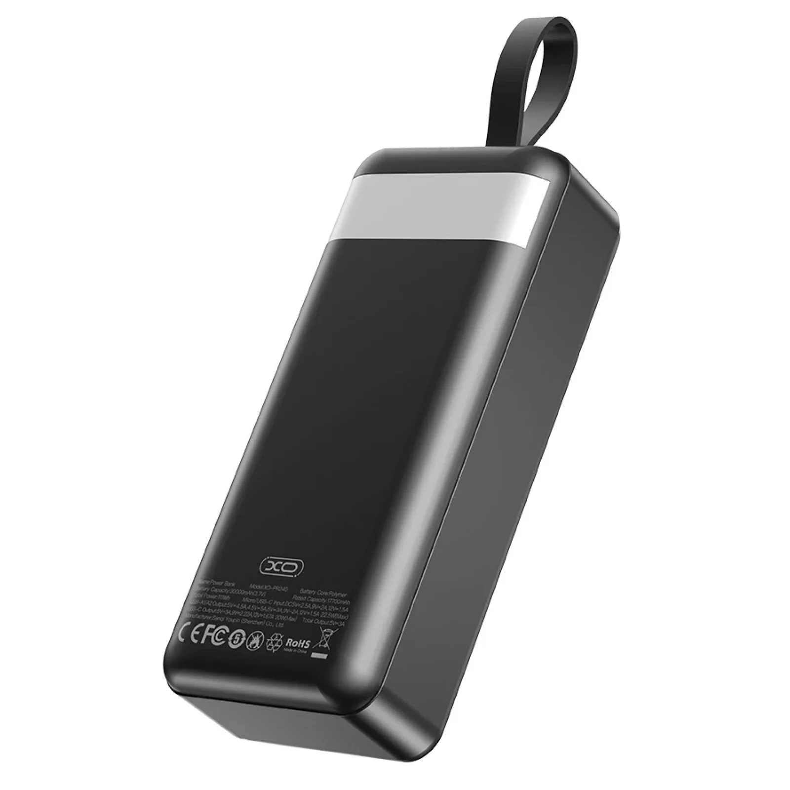 Внешний аккумулятор XO PR240 30000 mAh PD20W + QC22.5W with light (Black) UA