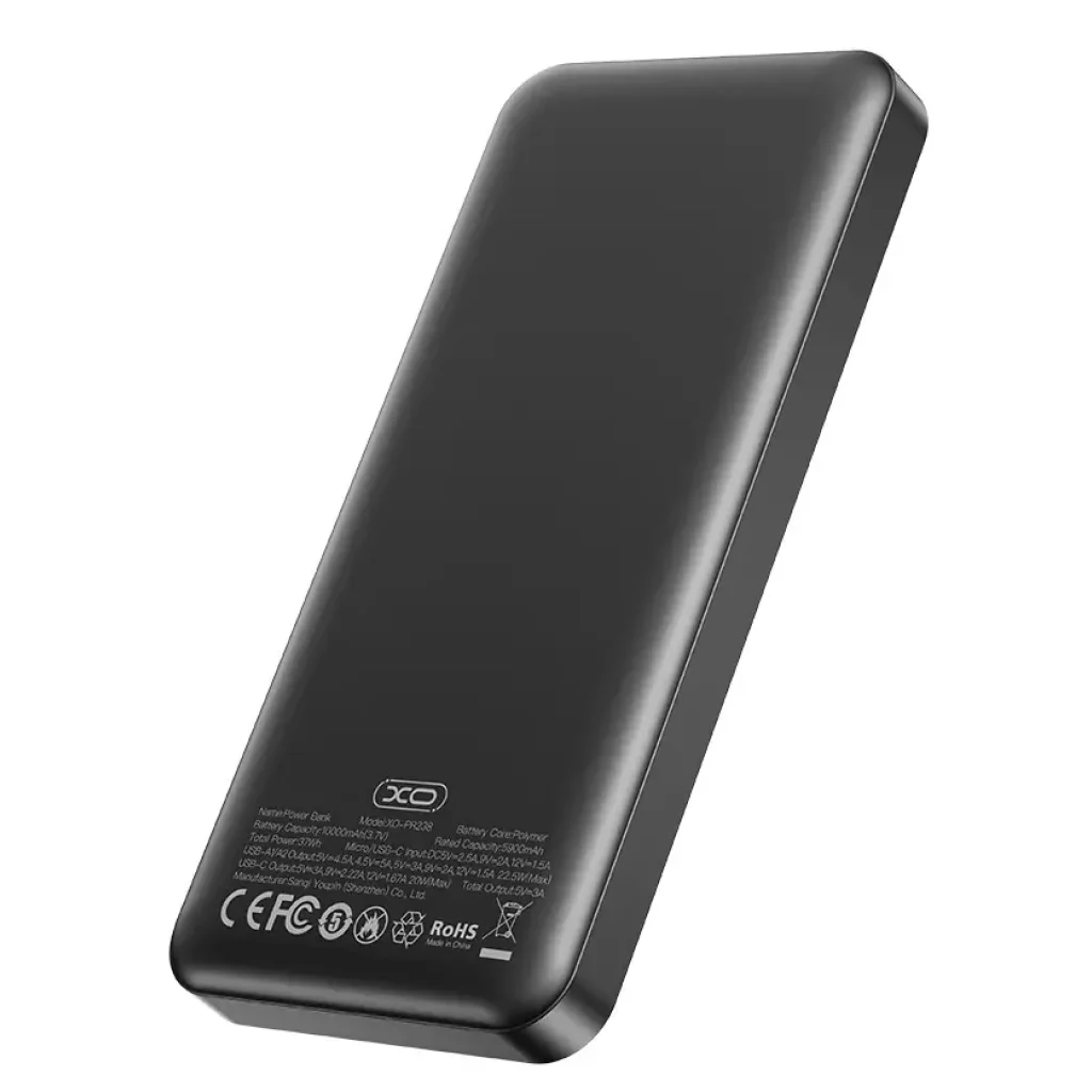 Зовнішній акумулятор XO PR238 10000 mAh PD20W + QC22.5W (Чорний) UA
