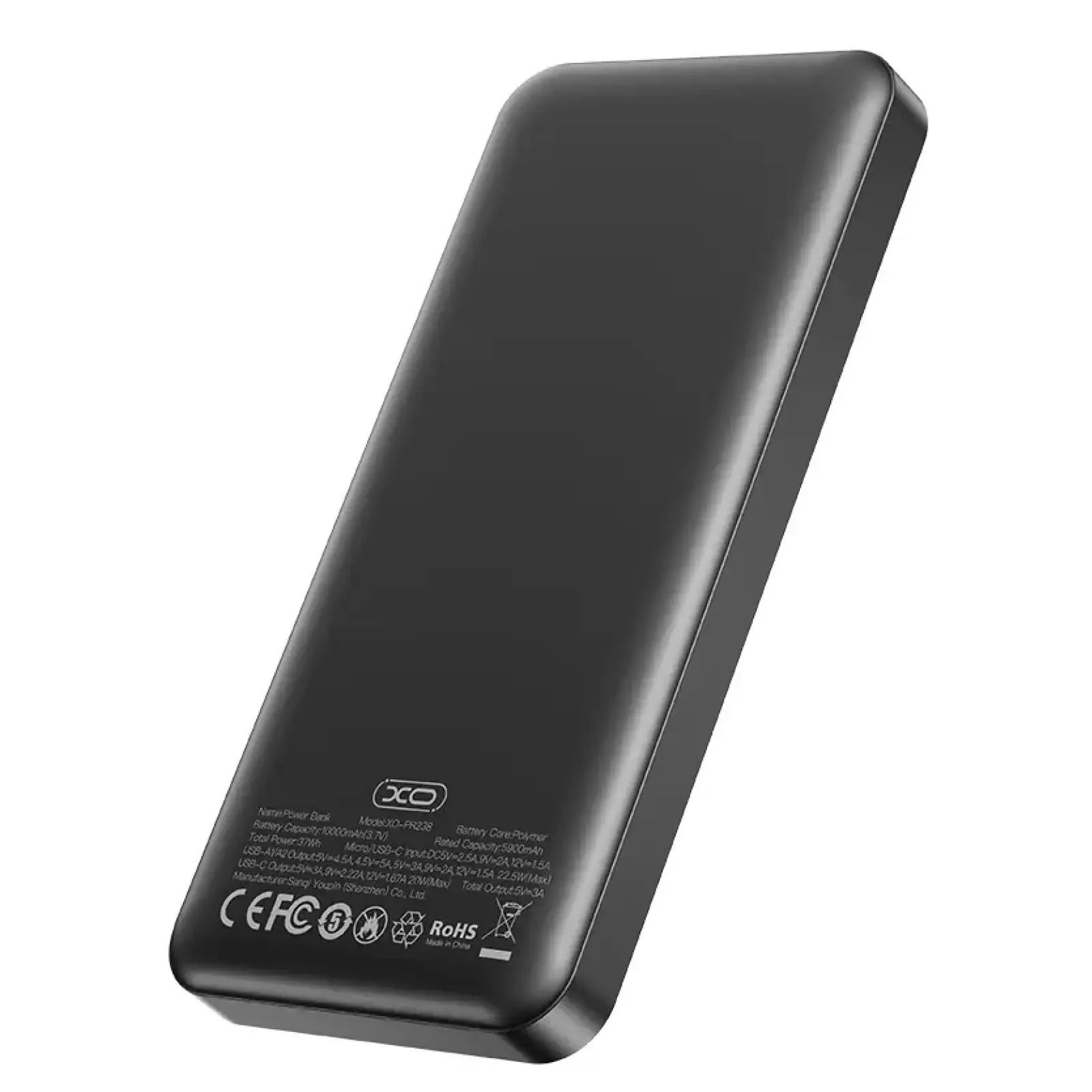 Внешний аккумулятор XO PR238 10000 mAh PD20W + QC22.5W (Черный) UA