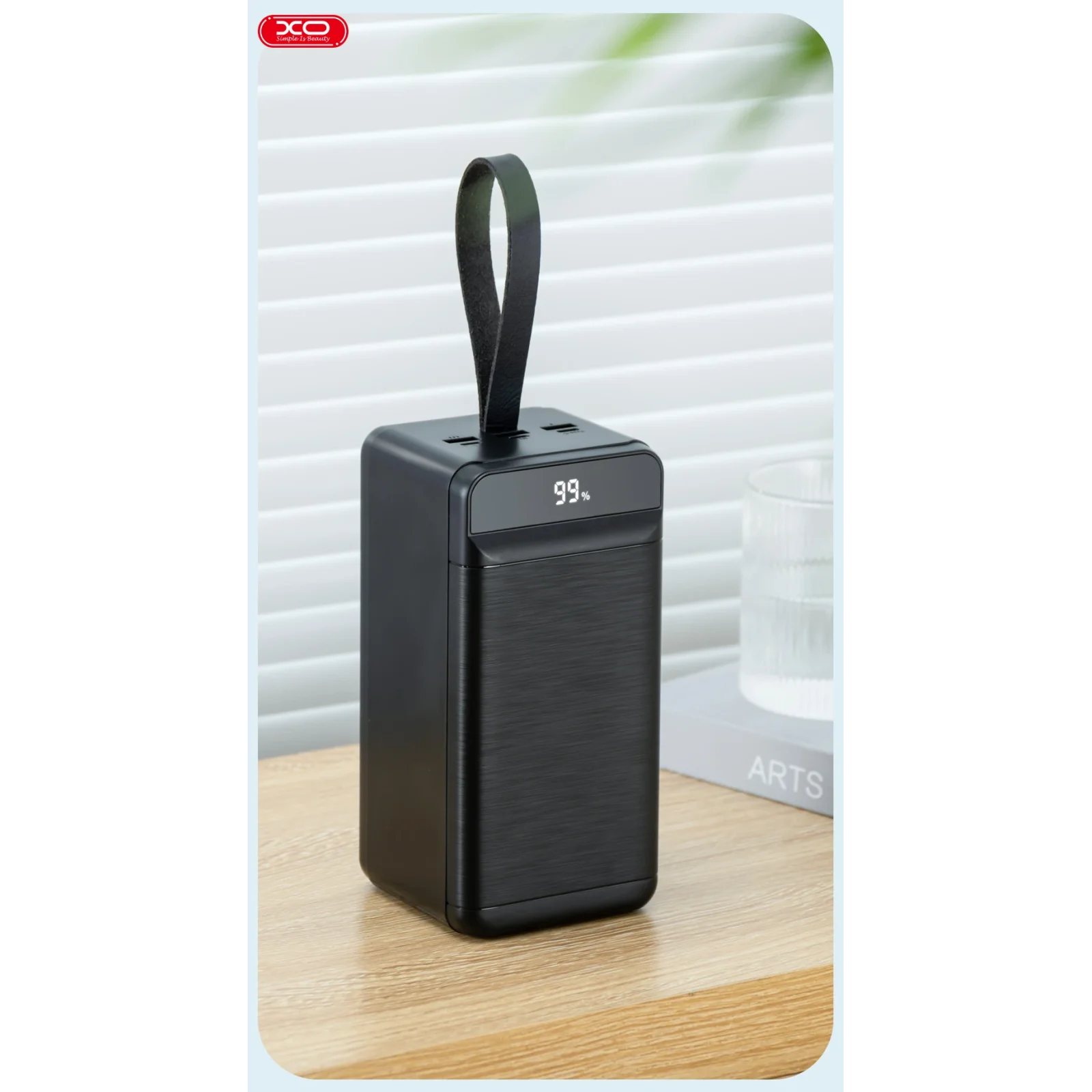 Зовнішній акумулятор XO PR157 40000 mAh 3-Input PD20W + QC22.5W with light Black UA