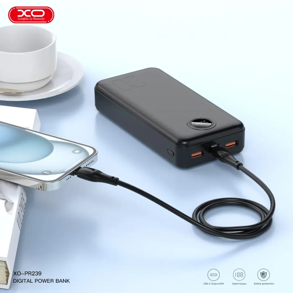 Зовнішній акумулятор XO PR239 20000 mAh PD20W + QC22.5W (Чорний) UA