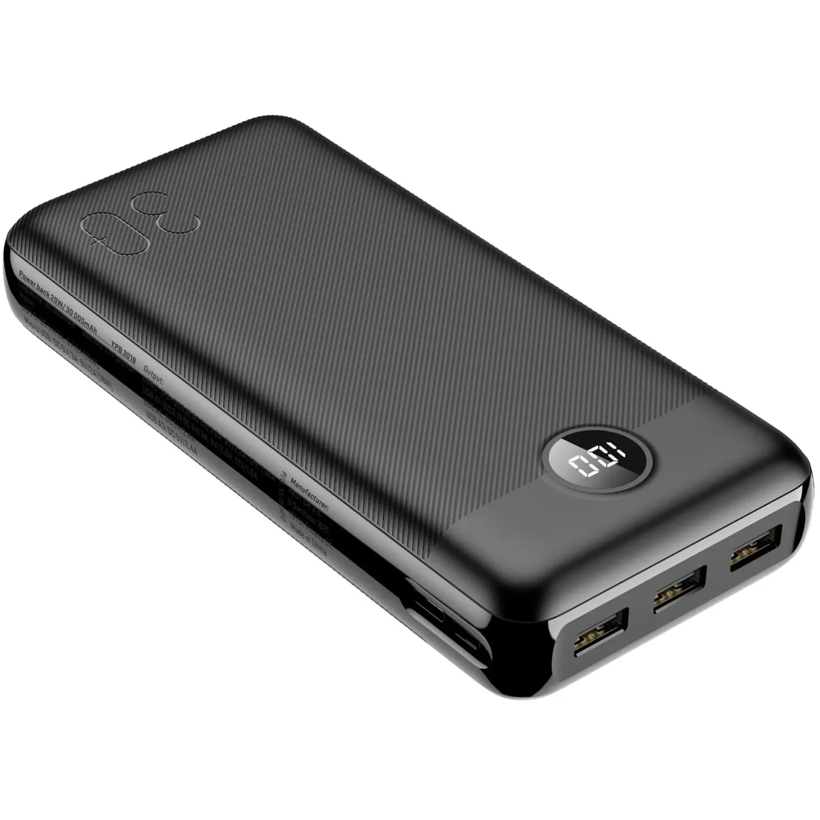 Зовнішній акумулятор YENKEE YPB 3018 30000 mAh PD20W Black UA