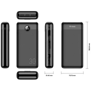 Зовнішній акумулятор YENKEE YPB 3018 30000 mAh PD20W Black UA