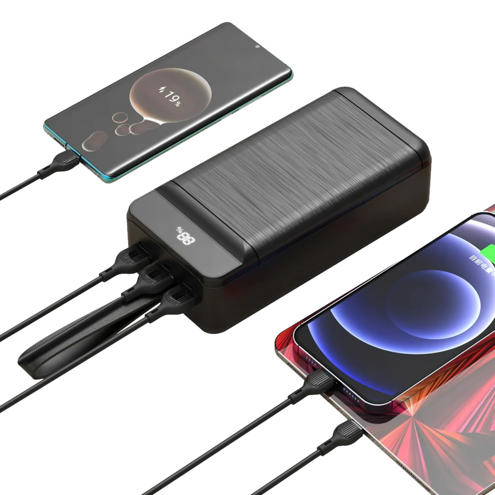 Зовнішній акумулятор XO PR158 50000 mAh 3-Input PD20W + QC22.5W with light Black UA