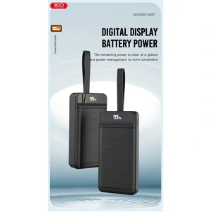 Зовнішній акумулятор XO PR158 50000 mAh 3-Input PD20W + QC22.5W with light Black UA