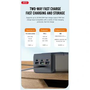 Зовнішній акумулятор XO PR158 50000 mAh 3-Input PD20W + QC22.5W with light Black UA