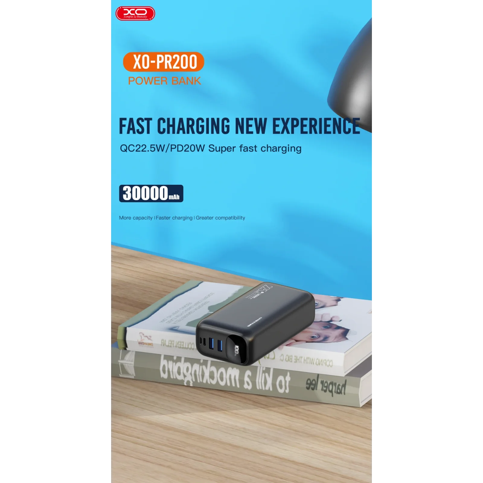 Внешний аккумулятор XO PR200 30000 mAh PD20W + QC22.5W Black UA