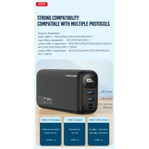 Зовнішній акумулятор XO PR200 30000 mAh PD20W + QC22.5W Black UA