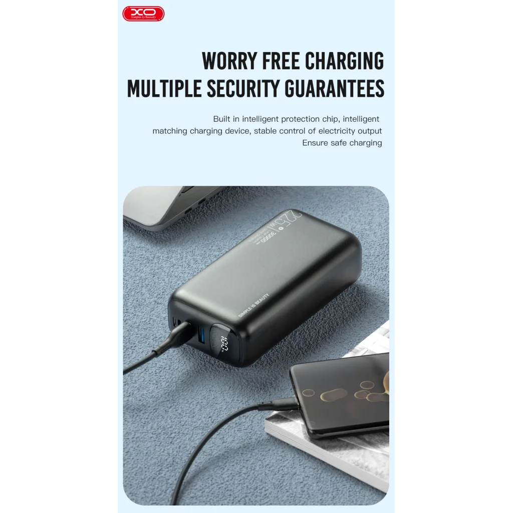 Зовнішній акумулятор XO PR200 30000 mAh PD20W + QC22.5W Black UA