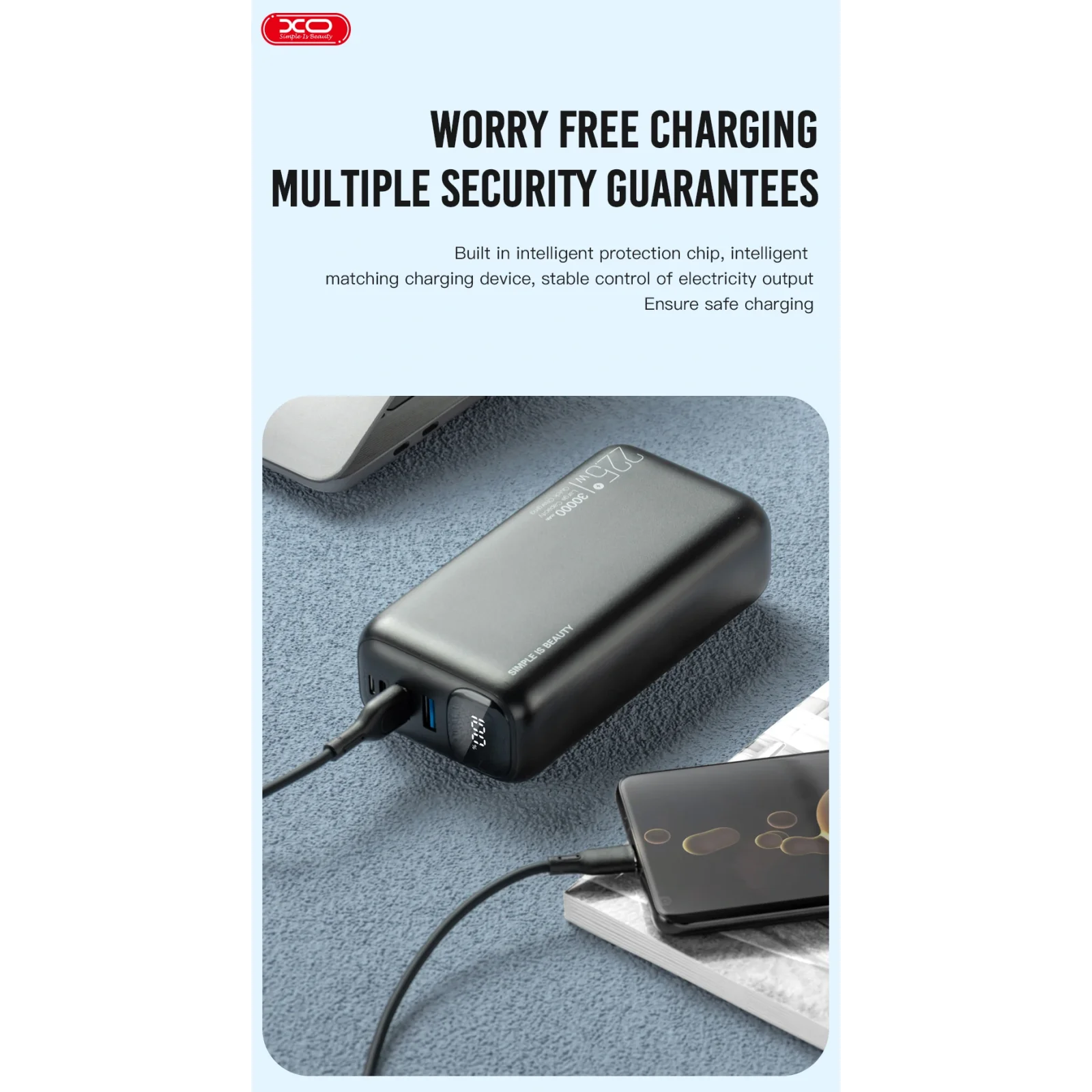 Внешний аккумулятор XO PR200 30000 mAh PD20W + QC22.5W Black UA