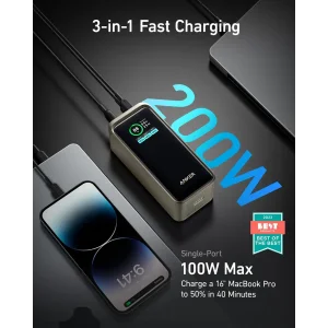 Зовнішній акумулятор Anker Prime 20000 mAh 200W PD Black UA