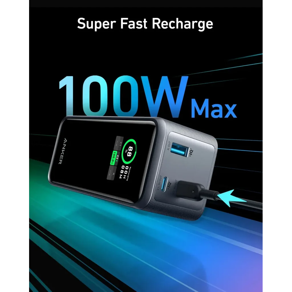 Зовнішній акумулятор Anker Prime 20000 mAh 200W PD Black UA