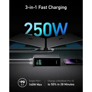 Зовнішній акумулятор Anker Prime 27650 mAh 250W PD Black (A1340011) UA