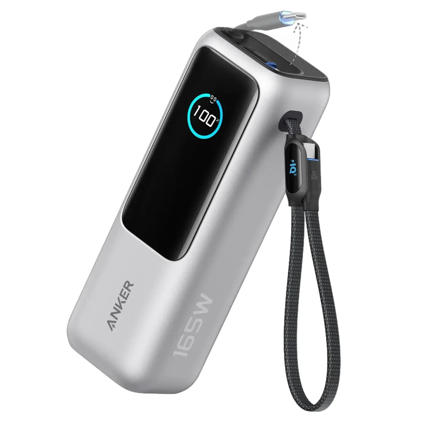 Зовнішній акумулятор Anker 25000 mAh 165W PD Built-In Double USB-C Cables Silver UA